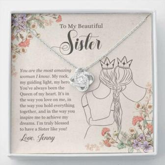 Sister Necklace, Personalized Necklace To My Beautiful Sister , Gift For Big Sister Little Sister, Long Distance Custom Name - Thegiftio UK
