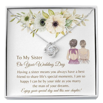 Sister Necklace, Sister Bride Necklace , Sister Wedding Day Gift , Best Sister Ever , Pretty Necklace Gifts For Bride - Thegiftio