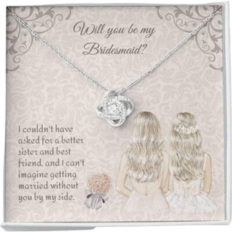 Sister Necklace, Sister Of The Bride Necklace, Bridesmaid Invitation Gift, Sister Of The Bride Gift From Sister - Thegiftio UK