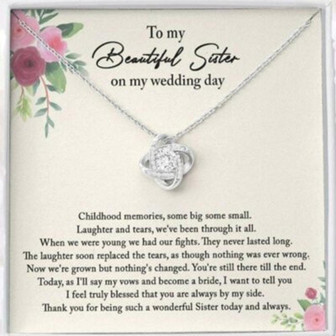 Sister Necklace, Sister Of The Bride Necklace, Sister Wedding Gift From Bride, Thank You Gift To Maid Of Honor - Thegiftio UK