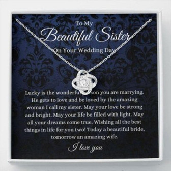 Sister Necklace, Sister Wedding Day Gift Necklace, Gift For Bride From Sister, Little Sister Big Sister Wedding - Thegiftio UK