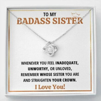 Sister Necklace, To My Badass Sister Crown Heart Necklace Gift For Best Friend Bestie - Thegiftio UK