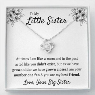 Sister Necklace, To My Little Sister “Your Fan” Love Knot Necklace Best Friends Bestie Gift - Thegiftio