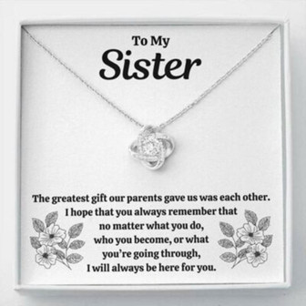 Sister Necklace, To My Sister Necklace “Our Parents” Love Knot Necklace Gift - Thegiftio UK