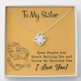 Sister Necklace, To My Sister Necklace Worth Melting Hug Yellow Love Knot Necklace Gift - Thegiftio UK