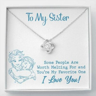 Sister Necklace, To My Sister Necklace Worth Melting Hug Sky Blue Love Knot Necklace Gift - Thegiftio UK