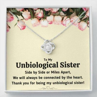 Sister Necklace, To My Unbiological Sister “Connected By The Heart” Love Knot Necklace Gift - Thegiftio UK