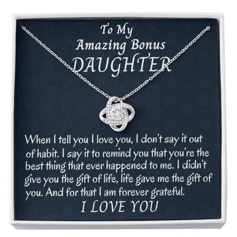 Stepdaughter Necklace, To My Bonus Daughter Love Knot Necklace, Stepdaughter Gift, Gift For Bonus Daughter, Daughter In Law - Thegiftio UK