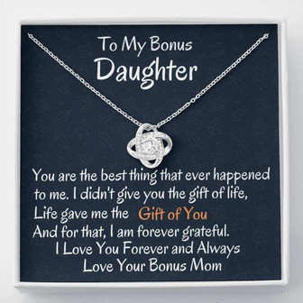 Stepdaughter Necklace, To My Bonus Daughter Love Knot Necklace, Birthday Gift, I Love You - Thegiftio UK