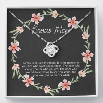 Stepmom Necklace, Bonus Mom Necklace , Stepmom Gift -Love Knot Necklace , Best Bonus Mom Gift - Thegiftio UK