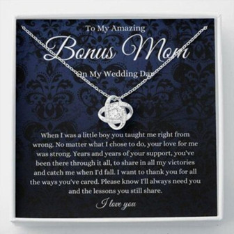 Stepmom Necklace, To Bonus Mom On My Wedding Day Necklace, Gift For Stepmother Of The Groom From Stepson Groom - Thegiftio UK