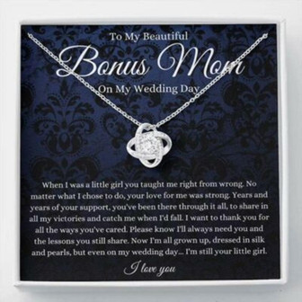 Stepmom Necklace, To Bonus Mom On My Wedding Day Necklace, Stepmother Of The Bride Gift - Thegiftio UK