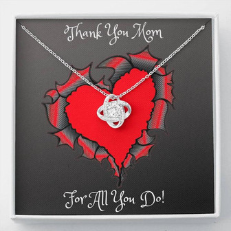 Thank You Mom Love Knot Necklace Mother's Day 2021 Gift Idea Mahogany Luxury Box - Thegiftio UK