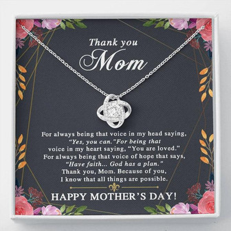 Thank You Mom Mothers Day Gift Necklace, Gift For Mom From Daughter - Mother's Day Love Knot Necklace With Card - Mothers Day Jewelry - Thegiftio