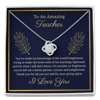To An Amazing Teacher Thank You Love Knot Necklace - Thegiftio