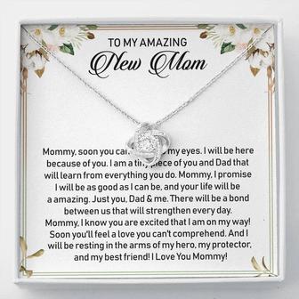 To My Amazing New Mom Love Knot Necklace Message Card - Thegiftio UK