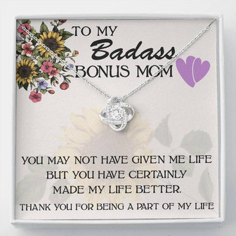 To My Badass Bonus Mom Gift Love Knot Necklace, Mother's Day Gift For Stepmom, Stepmother Necklace, Second Mom Jewelry, Birthday Christmas Present - Thegiftio