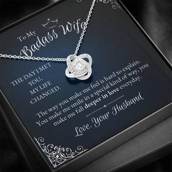 To My Badass Wife Love Knot Necklace - Gift To Wife - Anniversary Necklace - Birthday Gift - Thegiftio UK