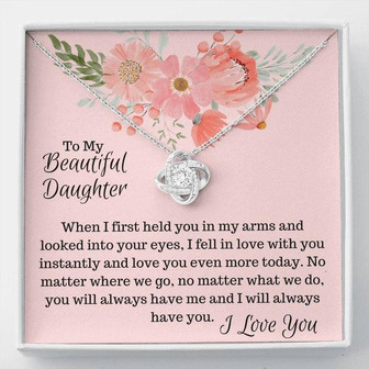 To My Beautiful Daughter-Love Knot Necklace - Thegiftio UK