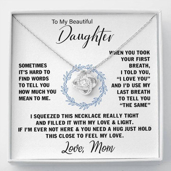 To My Beautiful Daughter Love Knot Necklace, Gift For Daughter From Mom, Daughter Birthday, Daughter Graduation, Daughter Jewelry - Thegiftio UK