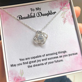 To My Beautiful Daughter Love Knot Necklace - Thegiftio UK