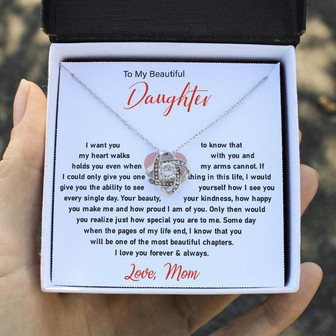 To My Beautiful Daughter ❤️ Love Mom Love Knot Necklace - Thegiftio UK