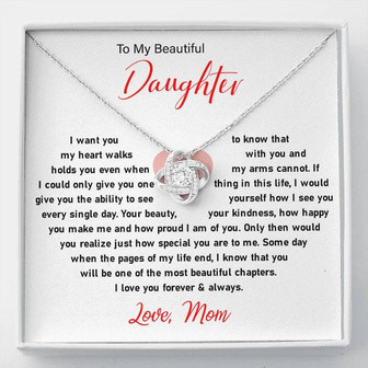 To My Beautiful Daughter ❤️ Love Mom Love Knot Necklace - Thegiftio UK