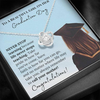 To My Beautiful Girl - Graduation Day - Love Knot Necklace - Thegiftio UK