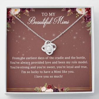 To My Beautiful Mimi Love Knot Necklace Message Card - Thegiftio UK