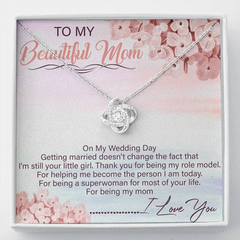 To My Beautiful Mom Love Knot Necklace Message Card - Thegiftio UK