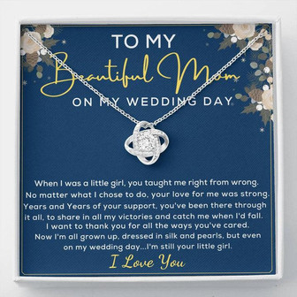 To My Beautiful Mom On My Wedding Day Gift From Bride- Love Knot Necklace - Thegiftio UK