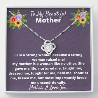 To My Beautiful Mother Necklace, Mother's Day Love Knot Necklace - Thegiftio UK
