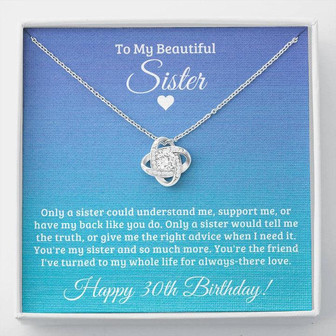 To My Beautiful Sister Happy 30Th Birthday Love Knot Necklace - Thegiftio UK