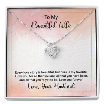 To My Beautiful Wife - Happy Anniversary - Love Knot Necklace - Thegiftio UK