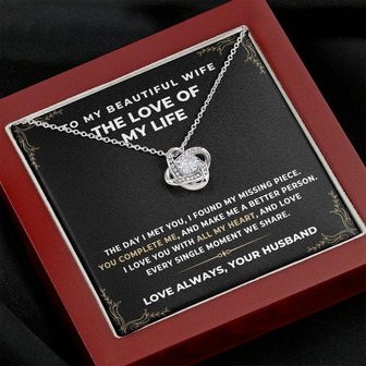 To My Beautiful Wife - Love Knot Necklace Anniversary Gift For Wife, Birthday Gift For Wife, Gift For Wife Necklace For Wife - Thegiftio UK