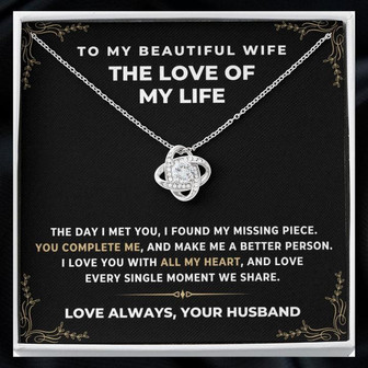To My Beautiful Wife - Love Knot Necklace Anniversary Gift For Wife, Birthday Gift For Wife, Gift For Wife Necklace For Wife - Thegiftio UK