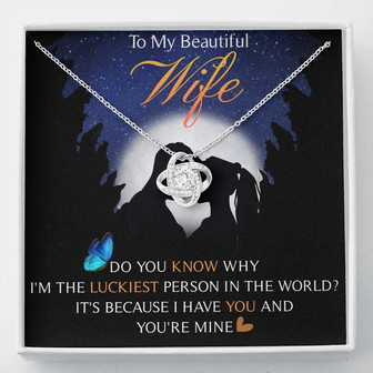 To My Beautiful Wife Love Knot Necklace Message Card - Thegiftio UK