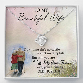To My Beautiful Wife Love Knot Necklace Message Card - Thegiftio UK