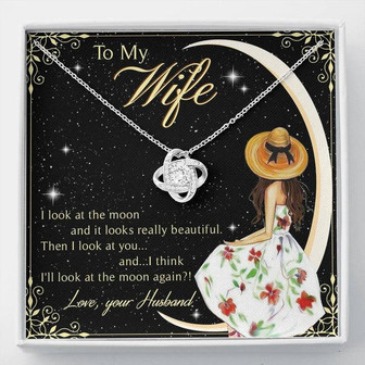 To My Beautiful Wife Love Knot Necklace Mother's Day Message Card - Thegiftio
