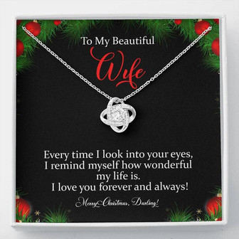 To My Beautiful Wife, Merry Christmas Darling - Love Knot Necklace - Thegiftio UK