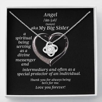 To My Big Sister Angel Love Knot Necklace With Heart Message Card - Thegiftio UK