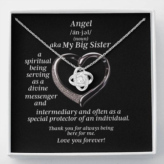 To My Big Sister Angel Love Knot Necklace With Heart Message Card - Thegiftio UK