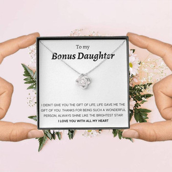 To My Bonus Daughter - I Love You With All My Heart - Love Knot Necklace - Thegiftio UK