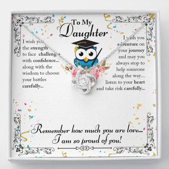 To My Daughter - Owl Graduation - Love Knot Necklace - Thegiftio UK