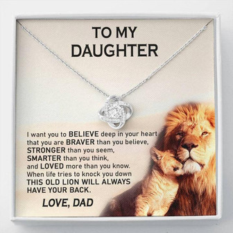 To My Daughter - This Old Lion Will Always Have Your Back - Love Knot Necklace - Thegiftio UK