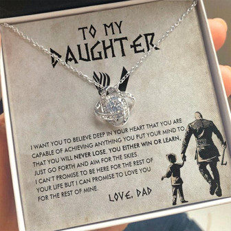 To My Daughter, Gift For Daughter From Dad, Daughter Necklace, Viking Style Love Knot Necklace, Viking Daughter, Viking Dad Inspired Design - Thegiftio