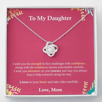 To My Daughter, Gift For Daughter, I Love My Daughter, Gift From Mom For Daughter Love Knot Necklace, Sweet Message, Inspirational Message, Mom's Love. - Thegiftio UK