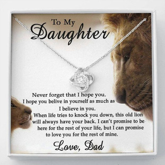 To My Daughter Gift Love Knot Necklace - This Old Lion Will Always Have Your Back - Gift For Daughter From Dad - Thegiftio