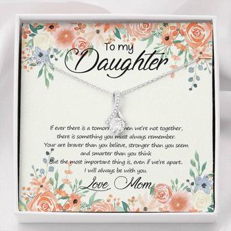 To My Daughter Necklace Gift, Necklace Daughters Name, I Will Always Be With You Love Knot Necklace Customize Message Card, Mother Daughter Gift - Thegiftio UK