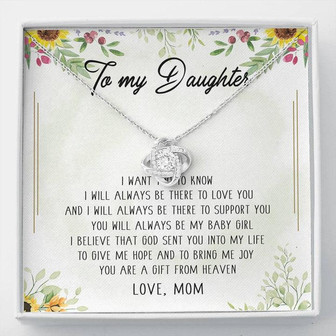To My Daughter You're A Gift From Heaven Love Knot Necklace - Thegiftio UK